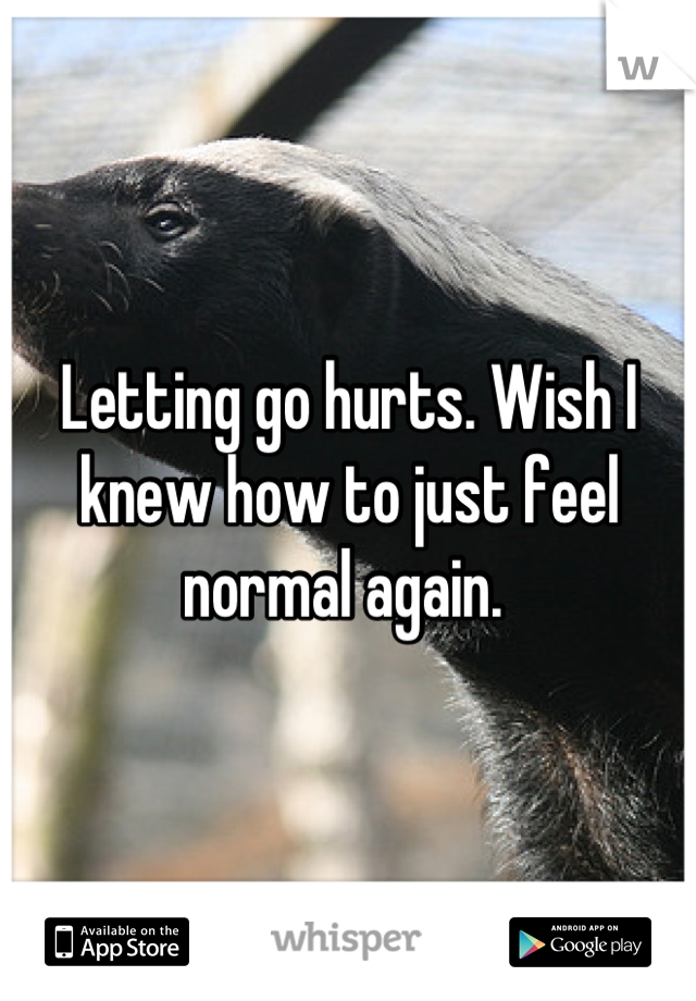 Letting go hurts. Wish I knew how to just feel normal again. 