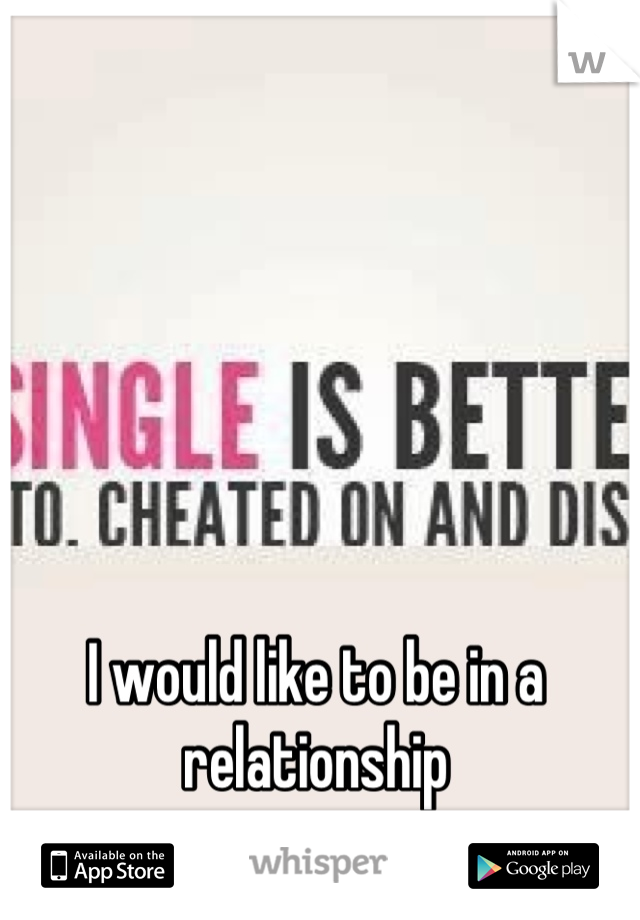 I would like to be in a relationship