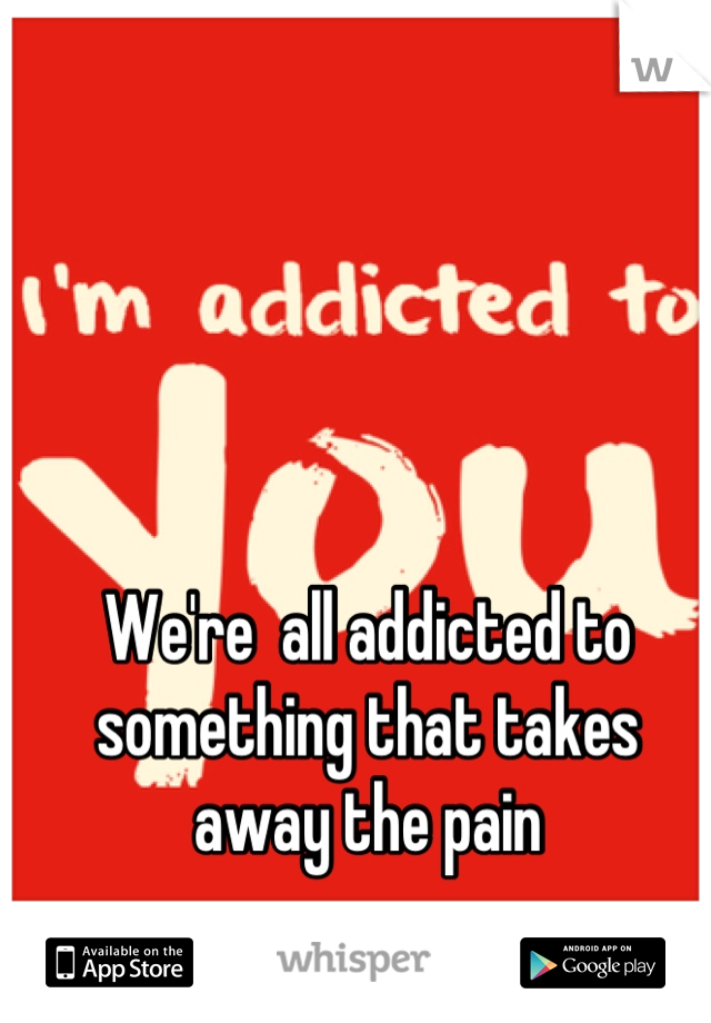 We're  all addicted to something that takes away the pain
