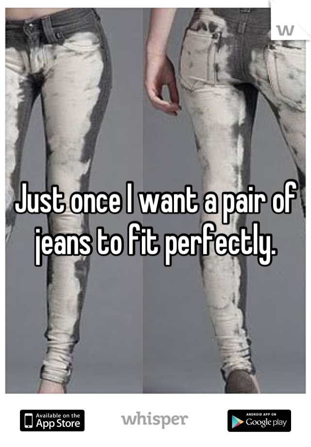 Just once I want a pair of jeans to fit perfectly.