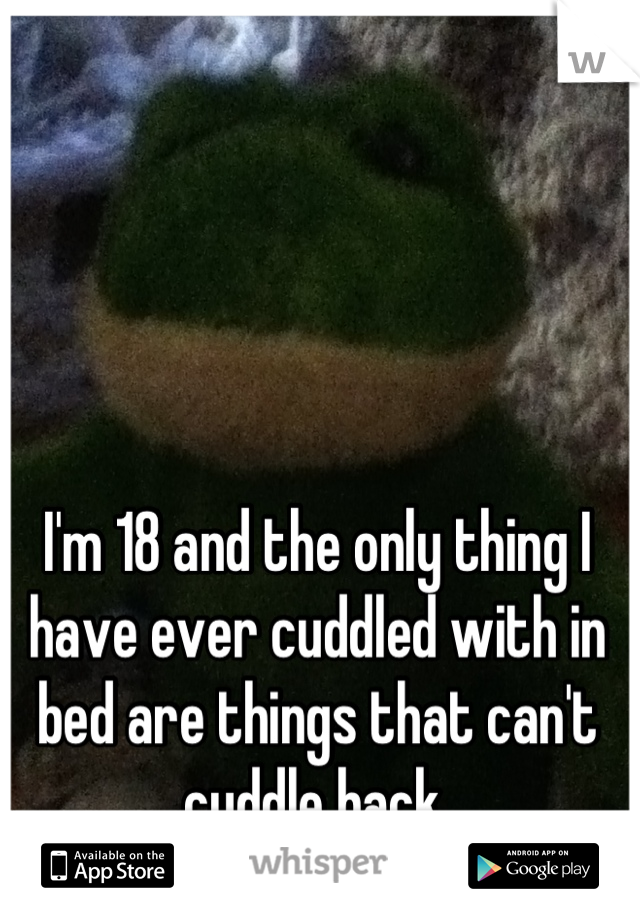 I'm 18 and the only thing I have ever cuddled with in bed are things that can't cuddle back.
