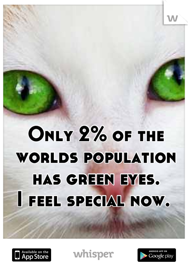 Only 2% of the worlds population has green eyes. 
I feel special now. 