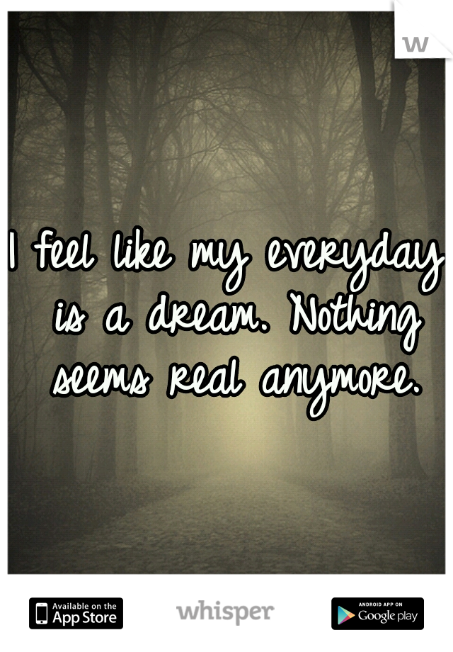I feel like my everyday is a dream. Nothing seems real anymore.