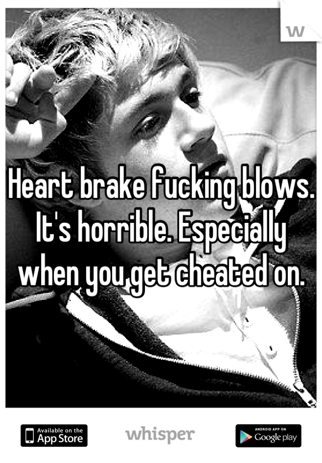 Heart brake fucking blows. It's horrible. Especially when you get cheated on.