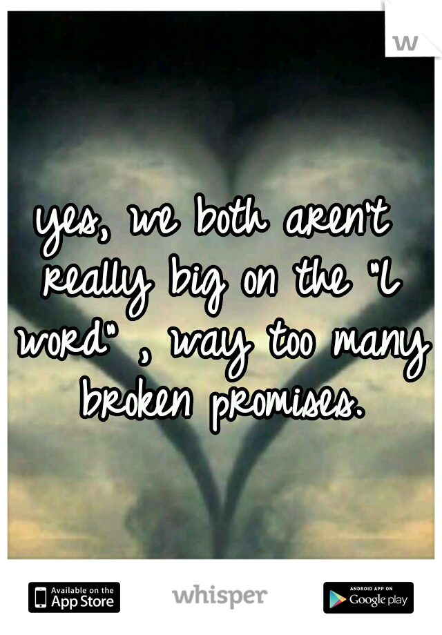 yes, we both aren't really big on the "L word" , way too many broken promises.