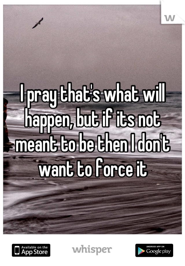 I pray that's what will happen, but if its not meant to be then I don't want to force it