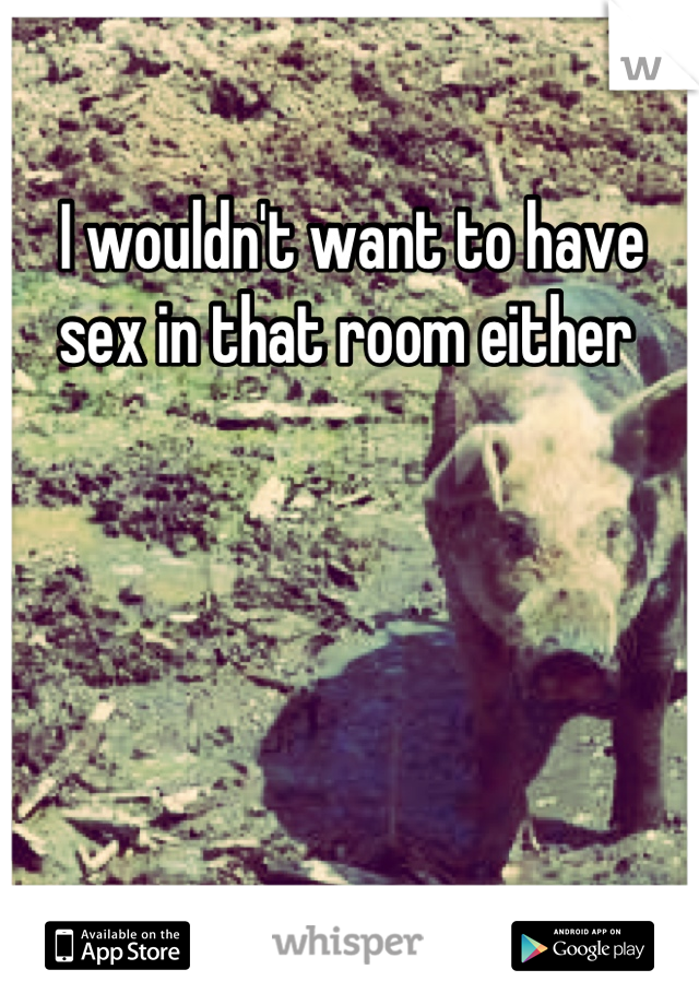 I wouldn't want to have sex in that room either 