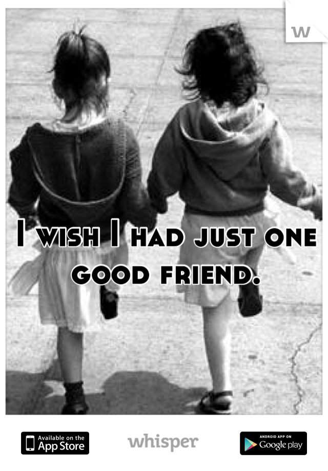 I wish I had just one good friend.