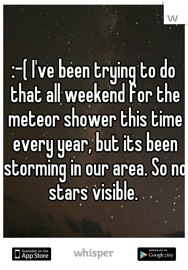 :-( I've been trying to do that all weekend for the meteor shower this time every year, but its been storming in our area. So no stars visible. 