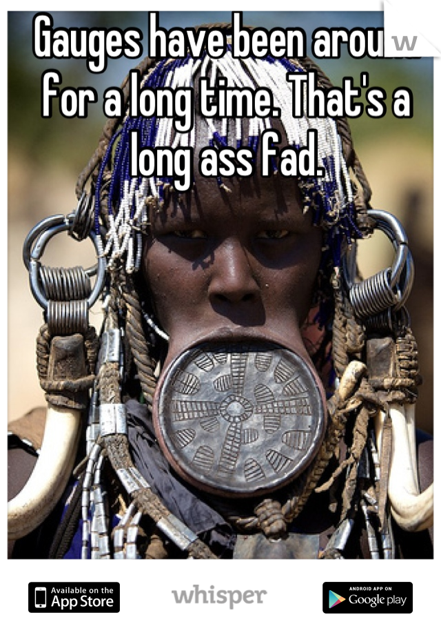 Gauges have been around for a long time. That's a long ass fad.