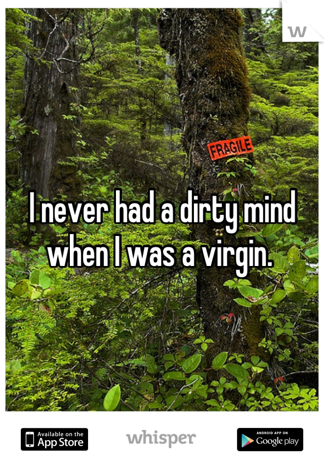 I never had a dirty mind when I was a virgin. 