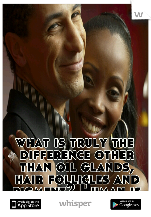 what is truly the difference other than oil glands, hair follicles and pigment? Human is human.