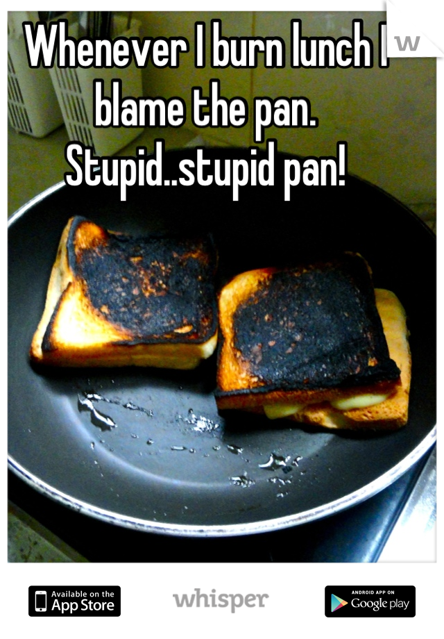 Whenever I burn lunch I blame the pan. Stupid..stupid pan!