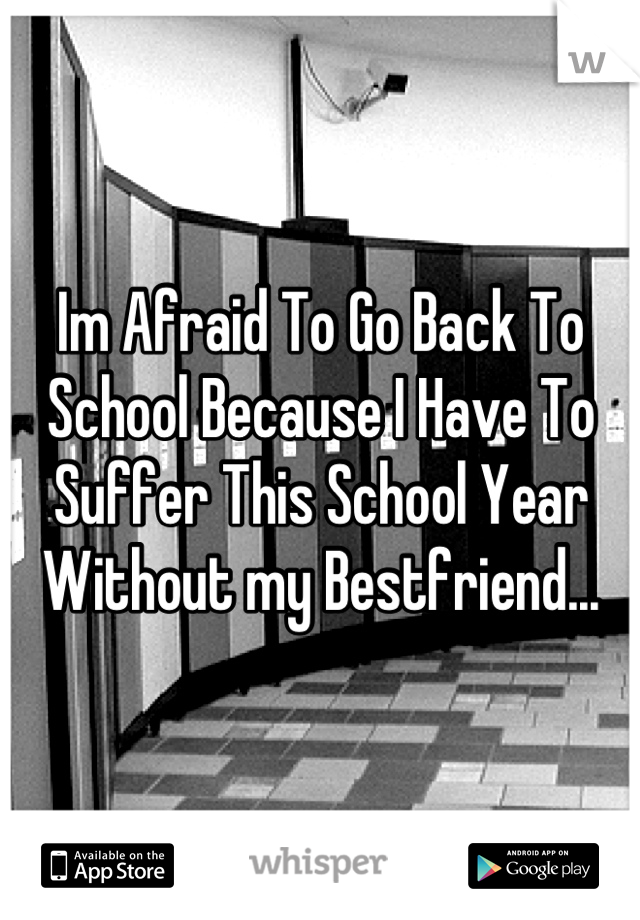 Im Afraid To Go Back To School Because I Have To Suffer This School Year Without my Bestfriend...