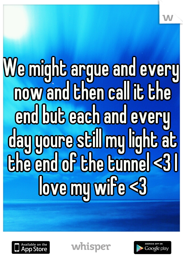 We might argue and every now and then call it the end but each and every day youre still my light at the end of the tunnel <3 I love my wife <3