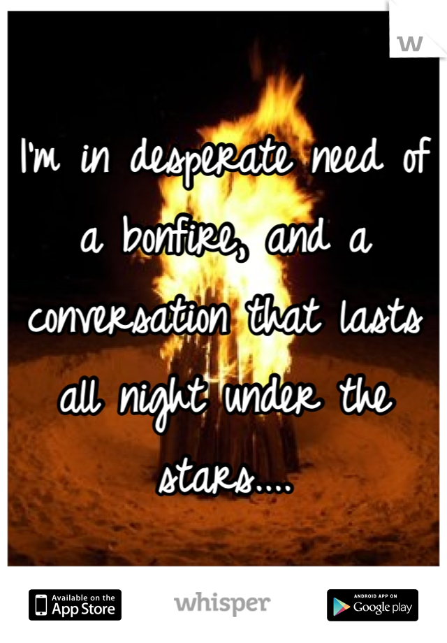 I'm in desperate need of a bonfire, and a conversation that lasts all night under the stars....