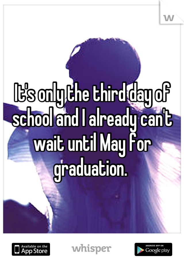 It's only the third day of school and I already can't wait until May for graduation. 