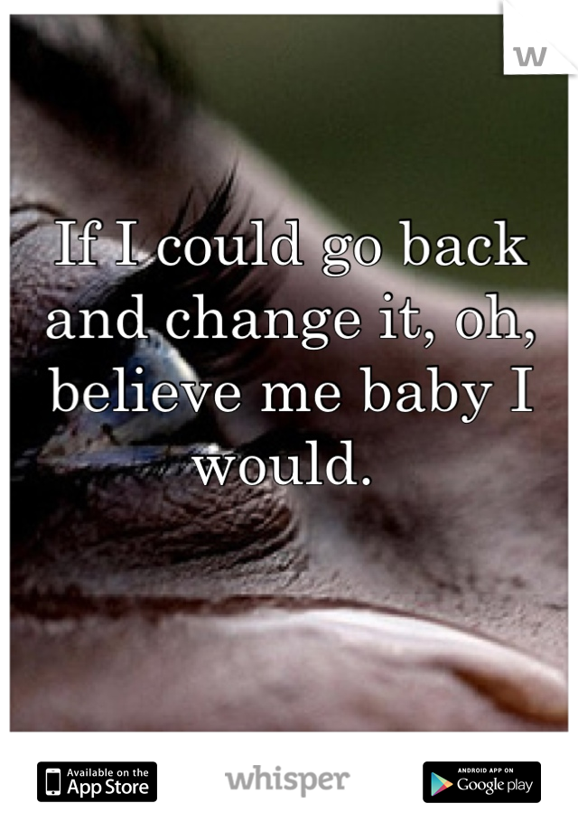 If I could go back and change it, oh, believe me baby I would. 