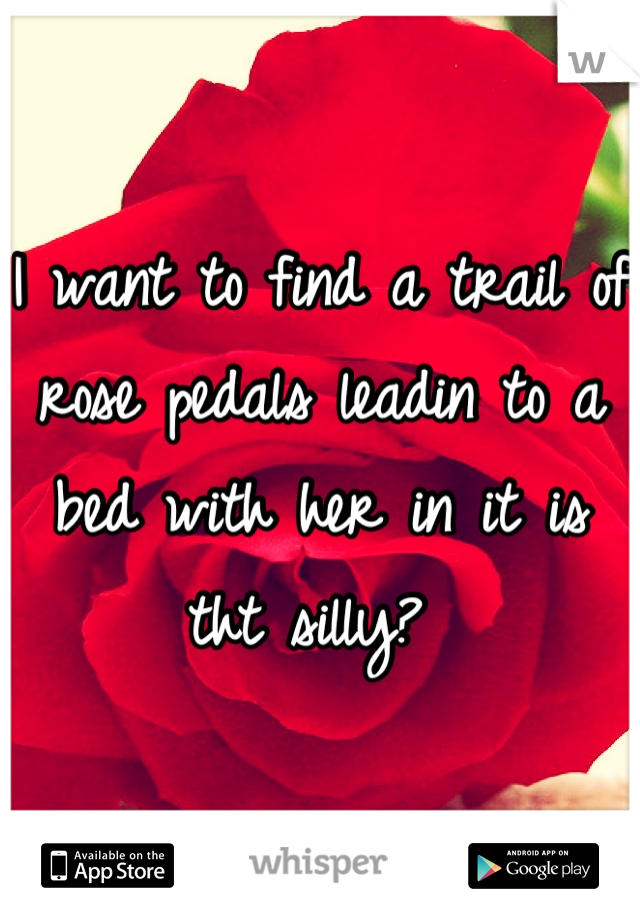 I want to find a trail of rose pedals leadin to a bed with her in it is tht silly? 