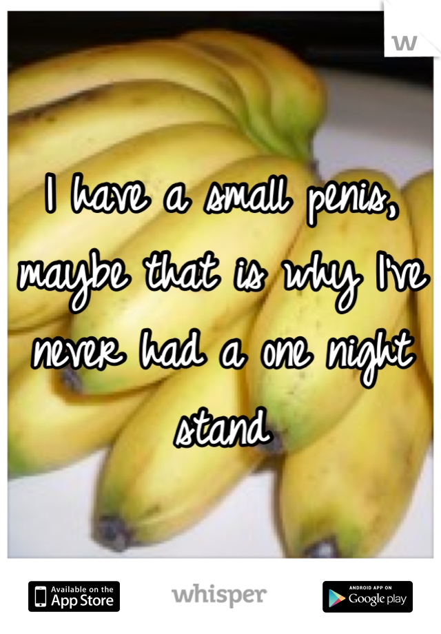 I have a small penis, maybe that is why I've never had a one night stand