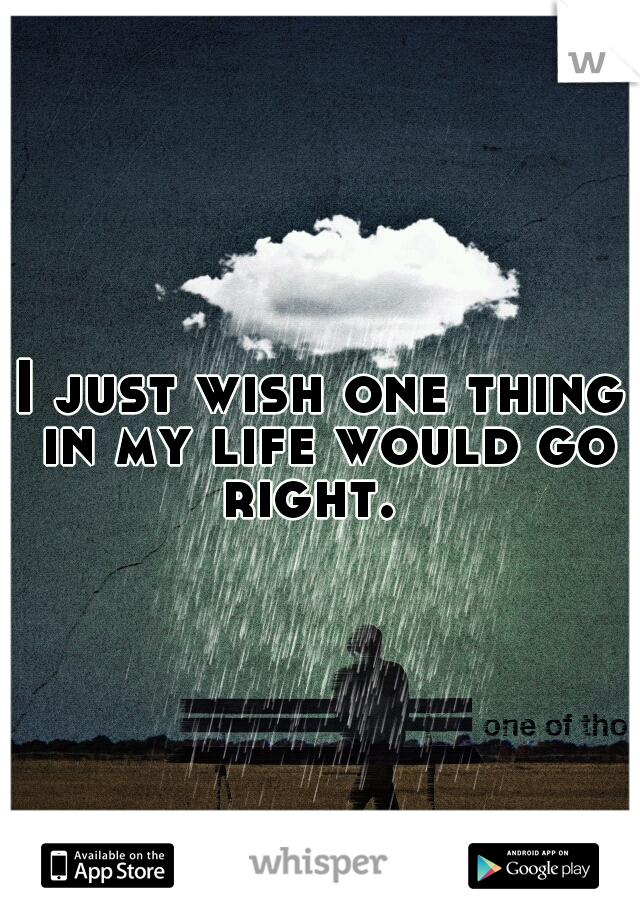 I just wish one thing in my life would go right.  