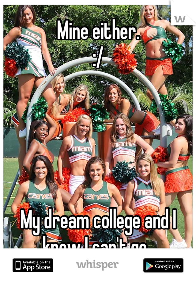 Mine either. 
:/





My dream college and I know I can't go. 