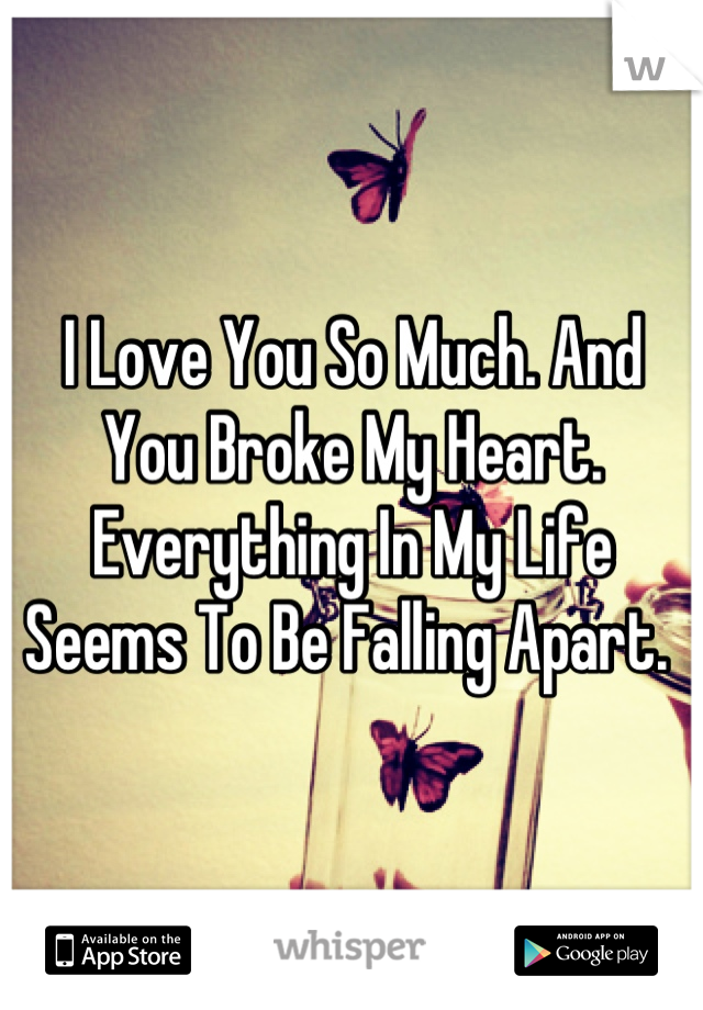 I Love You So Much. And You Broke My Heart. Everything In My Life Seems To Be Falling Apart. 
