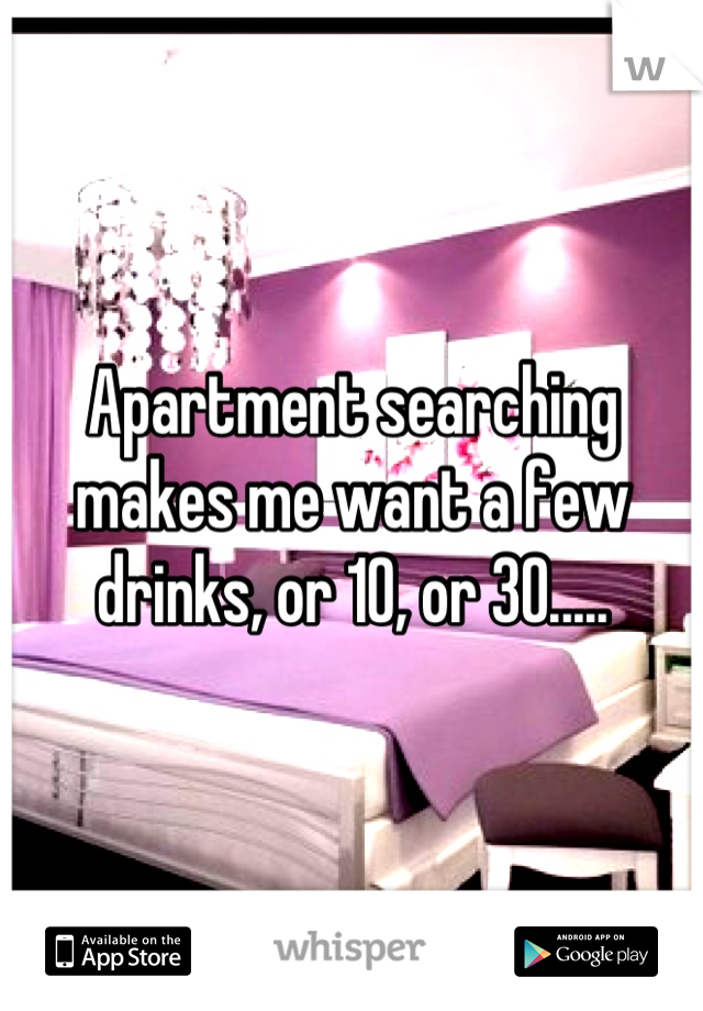 Apartment searching makes me want a few drinks, or 10, or 30.....