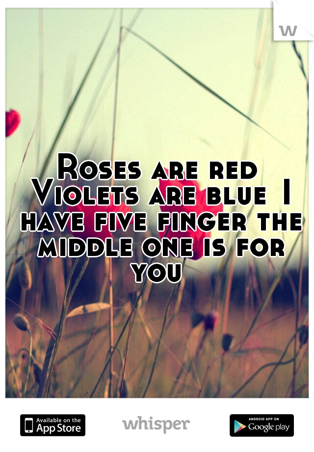 Roses are red Violets are blue
I have five finger the middle one is for you 