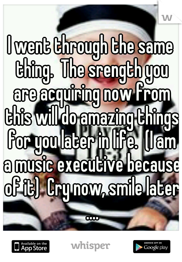 I went through the same thing.  The srength you are acquiring now from this will do amazing things for you later in life.  (I am a music executive because of it)  Cry now, smile later ....