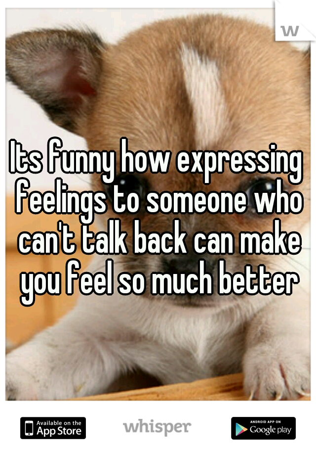 Its funny how expressing feelings to someone who can't talk back can make you feel so much better