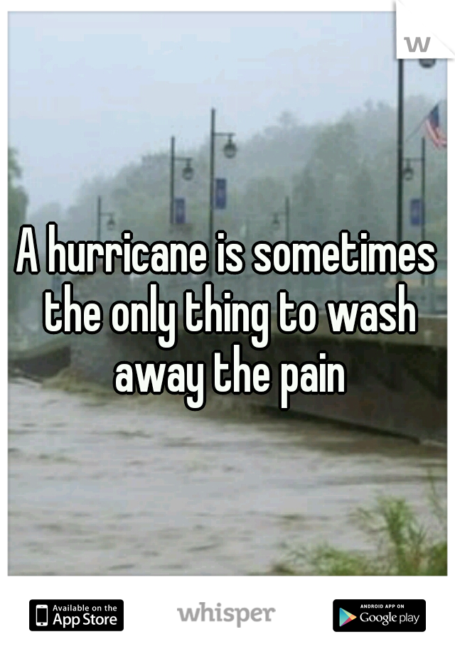 A hurricane is sometimes the only thing to wash away the pain