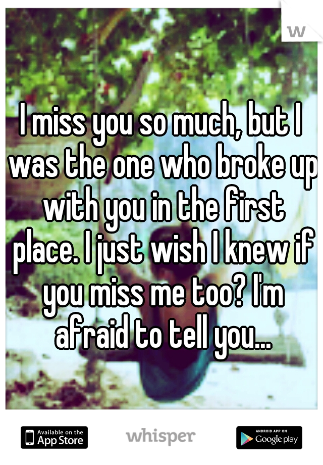 I miss you so much, but I was the one who broke up with you in the first place. I just wish I knew if you miss me too? I'm afraid to tell you...