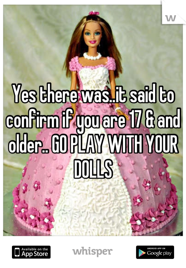 Yes there was..it said to confirm if you are 17 & and older.. GO PLAY WITH YOUR DOLLS