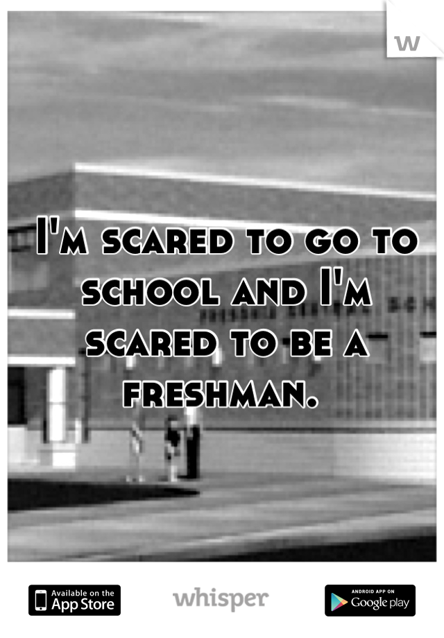 I'm scared to go to school and I'm scared to be a freshman. 