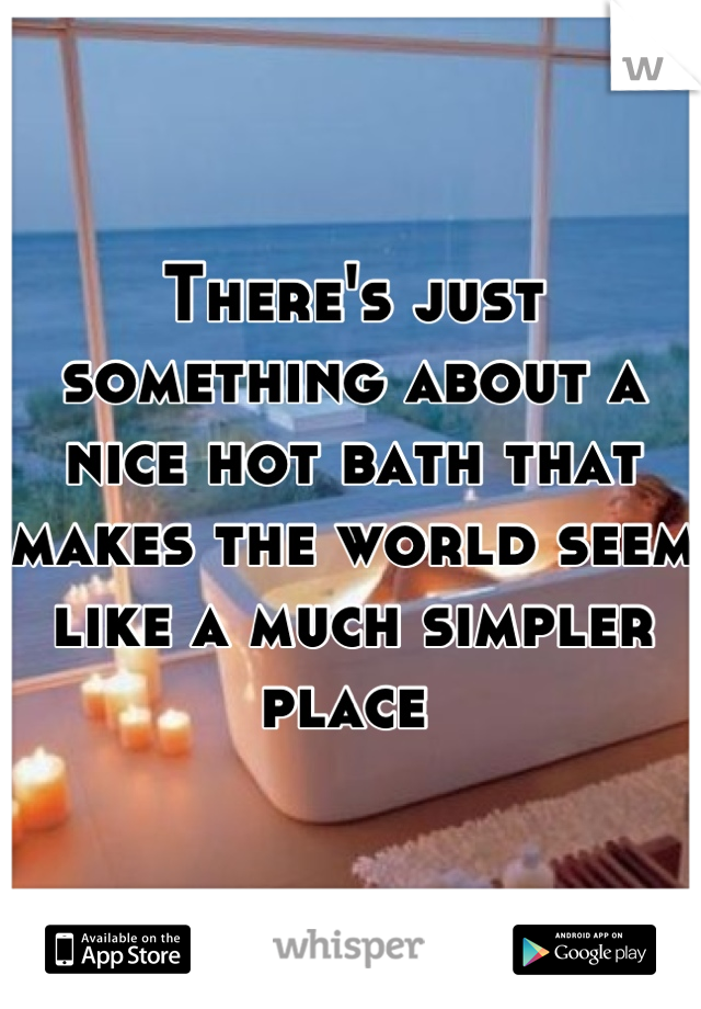There's just something about a nice hot bath that makes the world seem like a much simpler place 