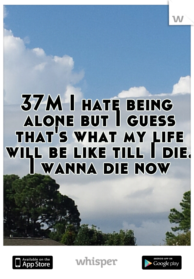 37M I hate being alone but I guess that's what my life will be like till I die. I wanna die now