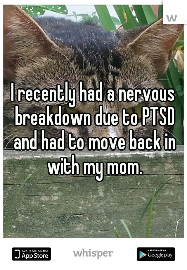 I recently had a nervous breakdown due to PTSD and had to move back in with my mom.