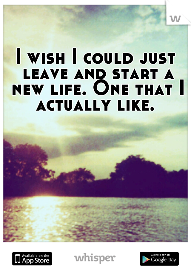 I wish I could just leave and start a new life. One that I actually like. 