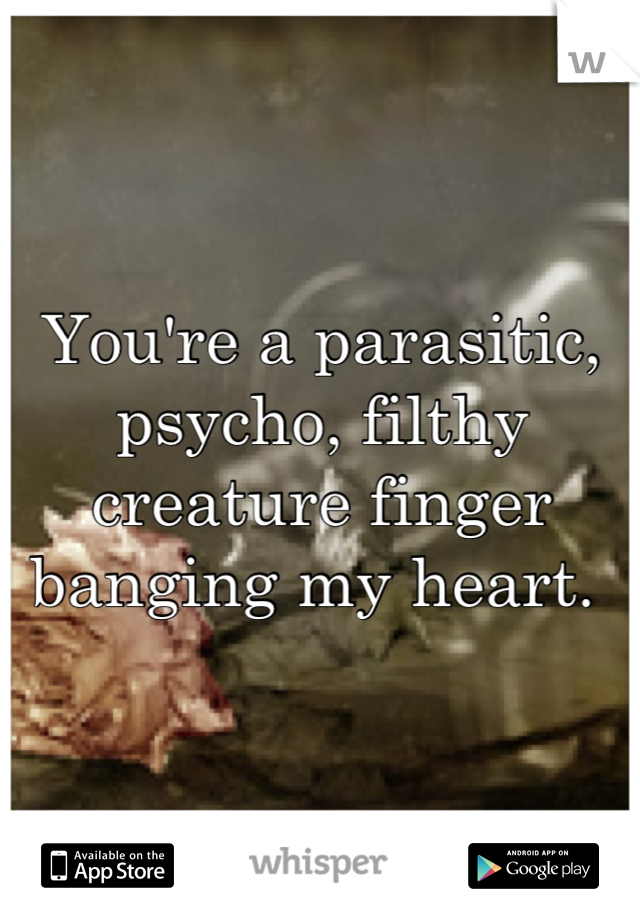 You're a parasitic, psycho, filthy creature finger banging my heart. 