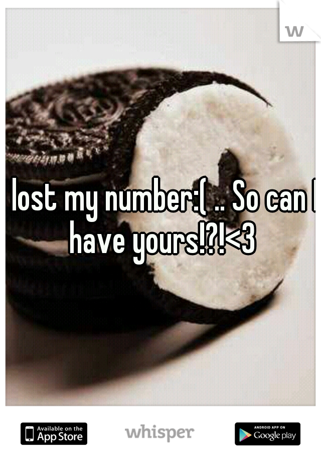 I lost my number:( .. So can I have yours!?!<3