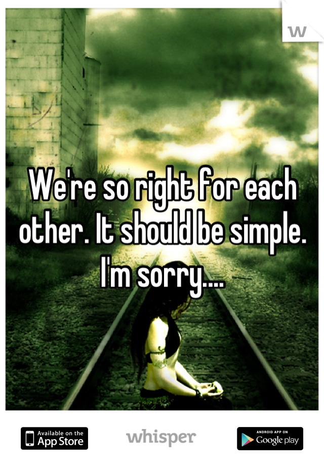 We're so right for each other. It should be simple. I'm sorry....