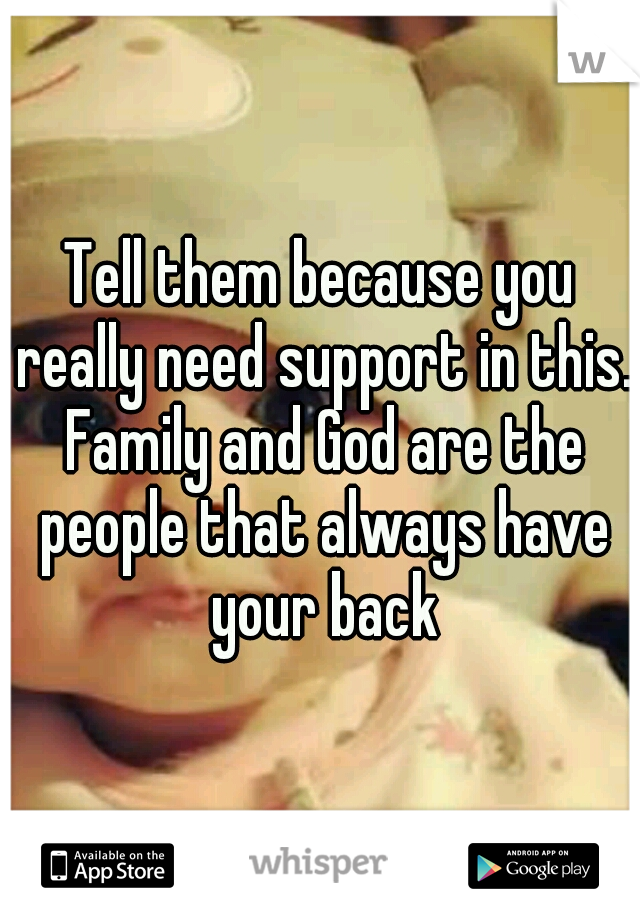 Tell them because you really need support in this. Family and God are the people that always have your back