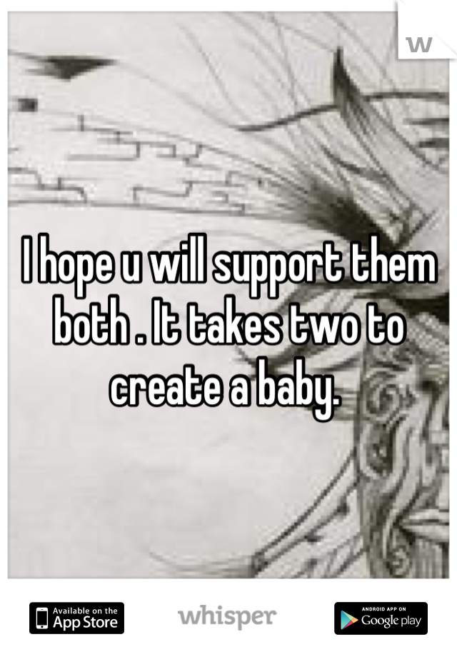 I hope u will support them both . It takes two to create a baby. 