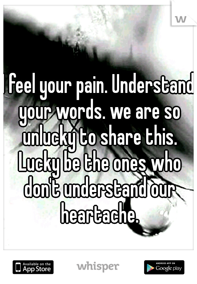I feel your pain. Understand your words. we are so unlucky to share this. Lucky be the ones who don't understand our heartache.