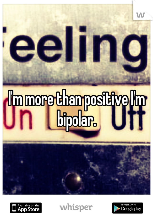 I'm more than positive I'm bipolar.