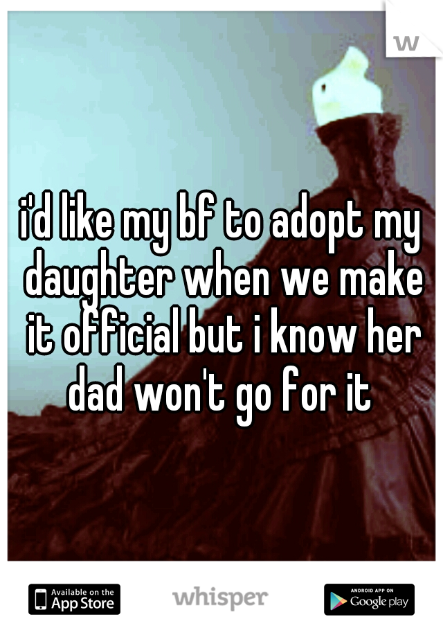 i'd like my bf to adopt my daughter when we make it official but i know her dad won't go for it 