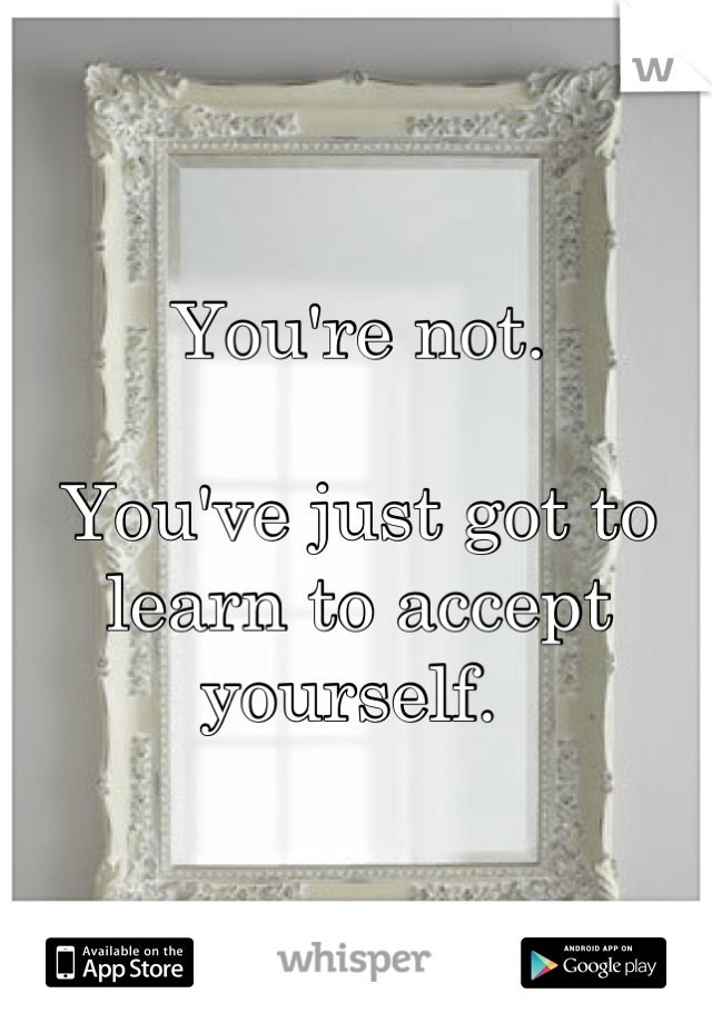 You're not. 

You've just got to learn to accept yourself. 