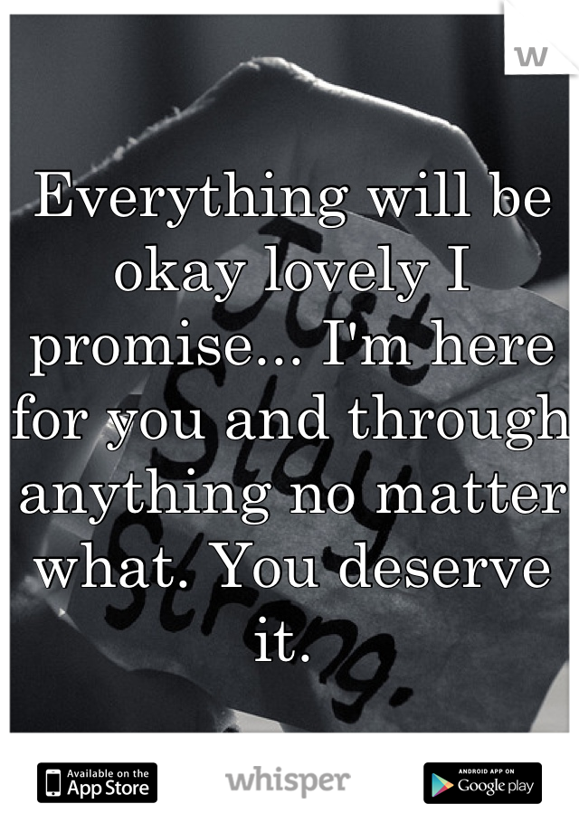 Everything will be okay lovely I promise... I'm here for you and through anything no matter what. You deserve it. 