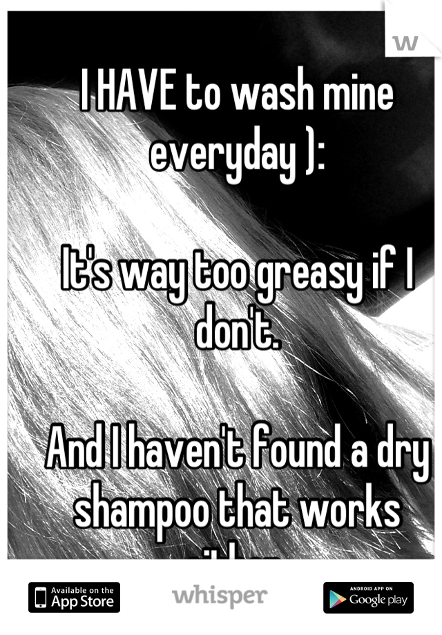 I HAVE to wash mine everyday ): 

It's way too greasy if I don't. 

And I haven't found a dry shampoo that works either 